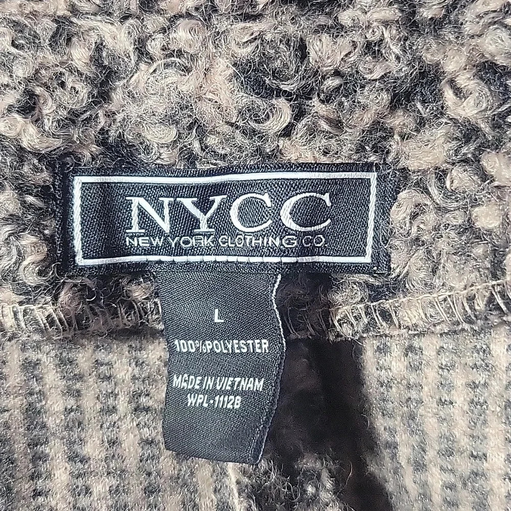 New York Clothing Co. Boucle Open Front Sweater Coat Large Brown Beige - Picture 8 of 8